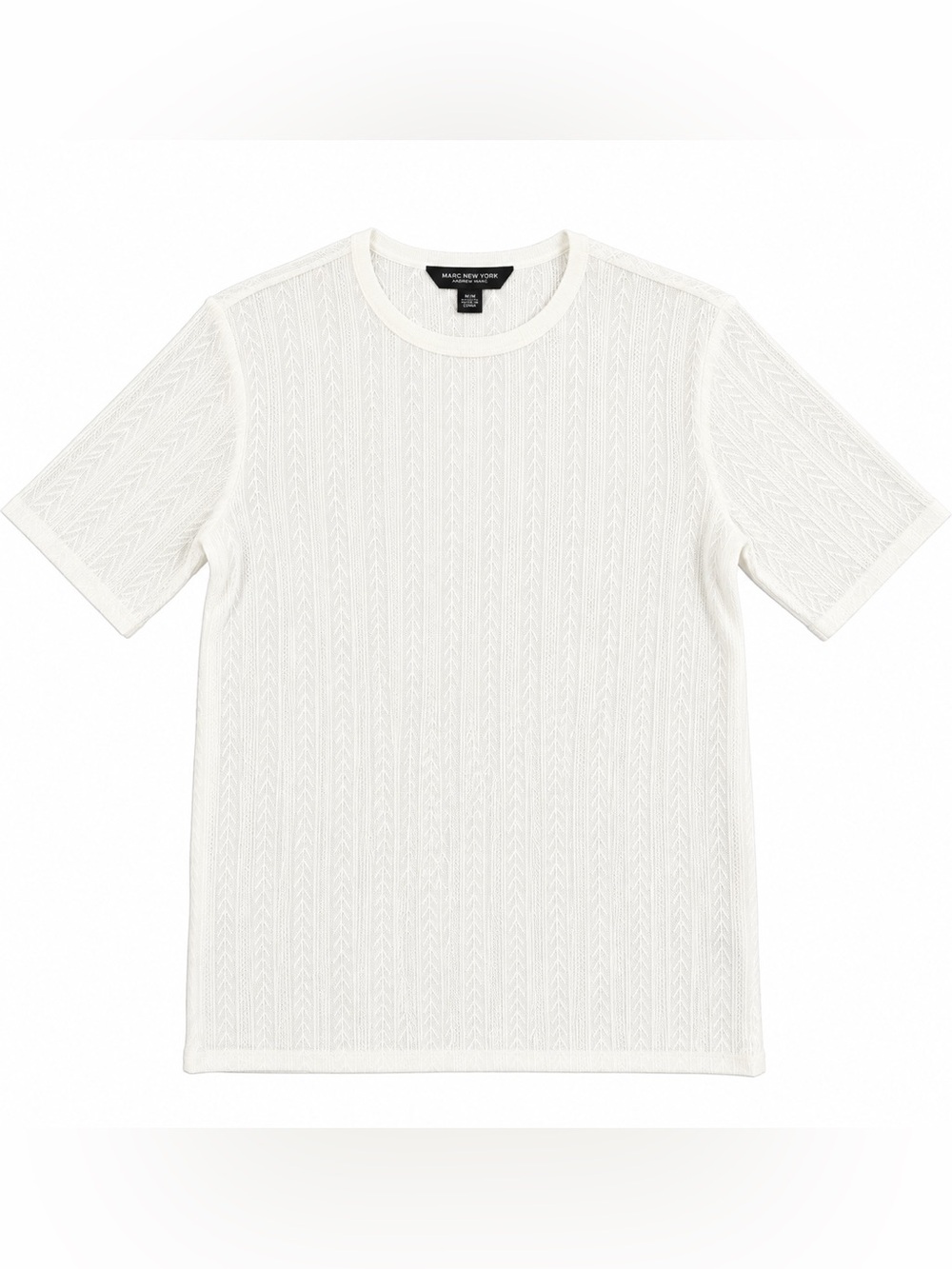 NWT Mario Serrani Ivory Textured Knit Short Sleeve Top Size Small